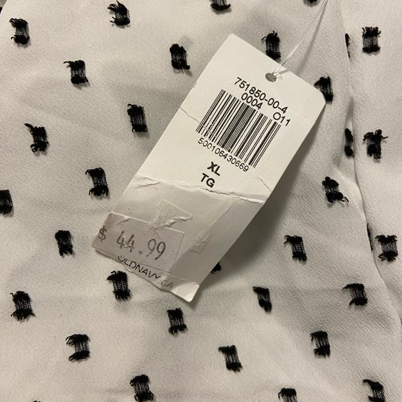 Size XL Old Navy Waist Defined Ruffle Trim  Dot Top for Women White Black NWT - Picture 4 of 4